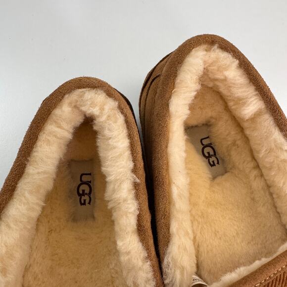 UGG Ascot Corduroy Ii Men\'s Slipper US 10 Chestnut Suede Trim Moccasin Shoes NEW main image 2